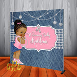 Denim and Diamonds Pink Baby Shower Backdrop Personalized - Designed, Printed & Shipped!