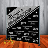 Graduation Backdrop Black & Silver - Personalized - Step & Repeat - Designed, Printed & Shipped!