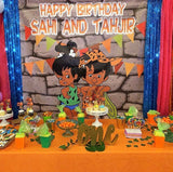 African American Bamm Bamm - Pebbles Flintstones Backdrop Personalized- Designed, Printed & Shipped