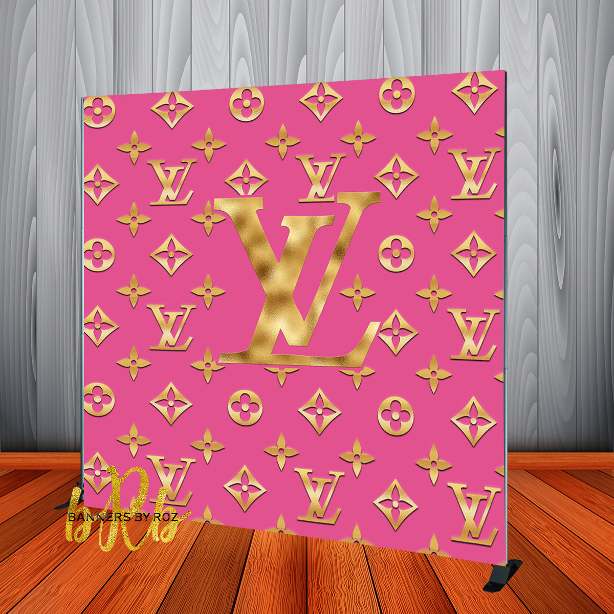 Louis V Inspired Designer Themed Birthday 8x8 Banner Backdrop