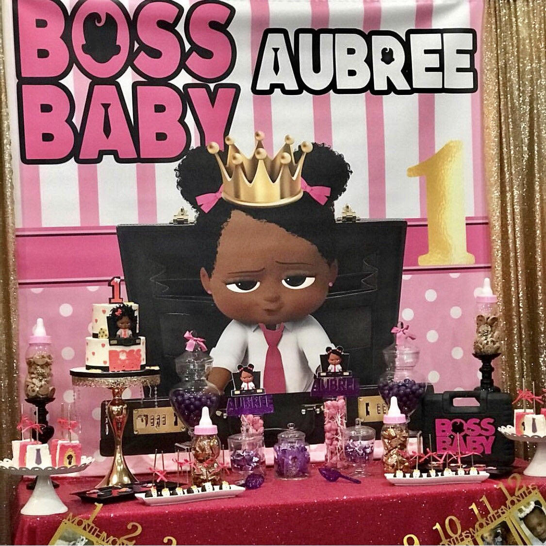 Custom Boss Baby & Staci ONE First Birthday Pink Backdrop – BigBigBee Party  Sign