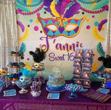 Mardi Gras Masquerade Backdrop - Step & Repeat - Designed, Printed & Shipped!