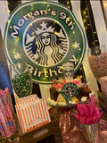 Starbucks theme Backdrop for Birthday or Coffee Event - Designed, Printed & Shipped!