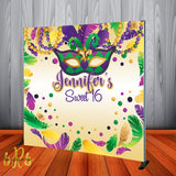 Mardi Gras Masquerade Backdrop - Step & Repeat - Designed, Printed & Shipped!
