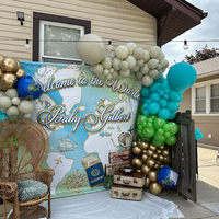Welcome to the World travel theme Backdrop for Baby Shower -Printed & Shipped!