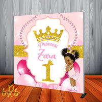 Princess 1st Birthday Party Backdrop Personalized Step & Repeat - Designed, Printed & Shipped!