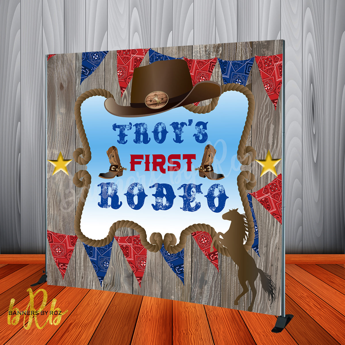 Cowboy Western Rodeo theme Backdrop Personalized - Designed, Printed ...