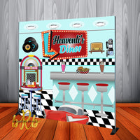50's Diner theme Backdrop Personalized Step & Repeat - Designed, Printed & Shipped!