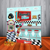 50's Diner theme Backdrop Personalized Step & Repeat - Designed, Printed & Shipped!