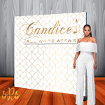 All White Affair Party Backdrop - Step & Repeat - Designed, Printed & Shipped!