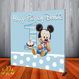 Baby Mickey Mouse Birthday Backdrop Personalized Step & Repeat - Designed, Printed & Shipped!