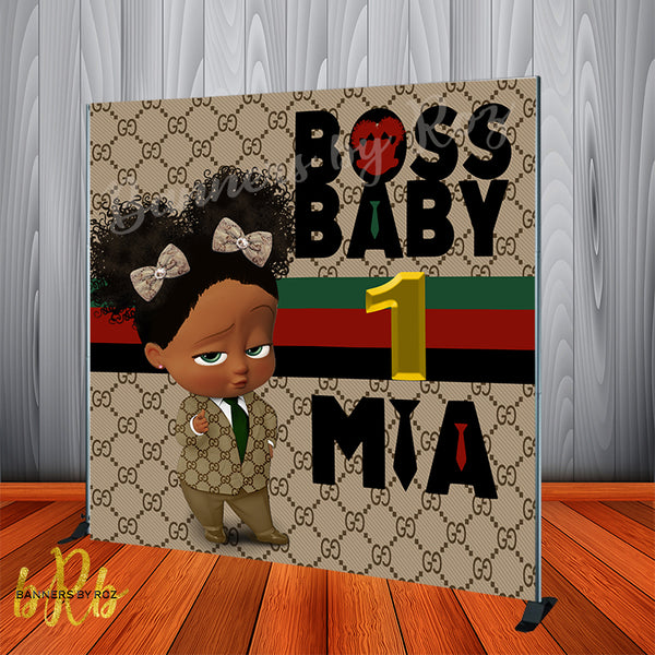 Boss Baby Gucci Birthday Backdrop Africa American Personalized Printed & Shipped!