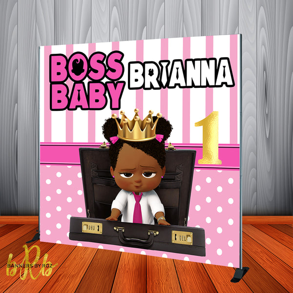 Boss Baby Pink Backdrop Africa American Personalized Printed & Shipped!
