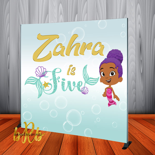 Bubble Guppies Mermaid Zooli - Backdrop Personalized Step & Repeat - Designed, Printed & Shipped!