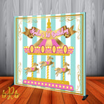 Carousel Birthday Party Backdrop Personalized Step & Repeat - Designed, Printed & Shipped!