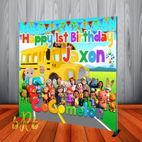 Cocomelon Bus Birthday Backdrop Personalized - Designed, Printed & Shipped!