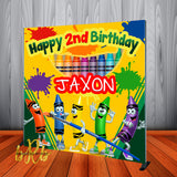 Crayola Crayons & Paint Party Backdrop Personalized Step & Repeat - Designed, Printed & Shipped!