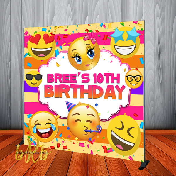 Emoji theme Party Backdrop Personalized Step & Repeat - Designed, Printed & Shipped!
