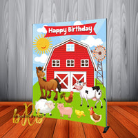 Farm House Birthday Party Backdrop Personalized Step & Repeat - Designed, Printed & Shipped!