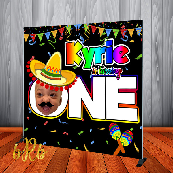 Fiesta theme Birthday Backdrop Personalized Step & Repeat - Designed, Printed & Shipped!