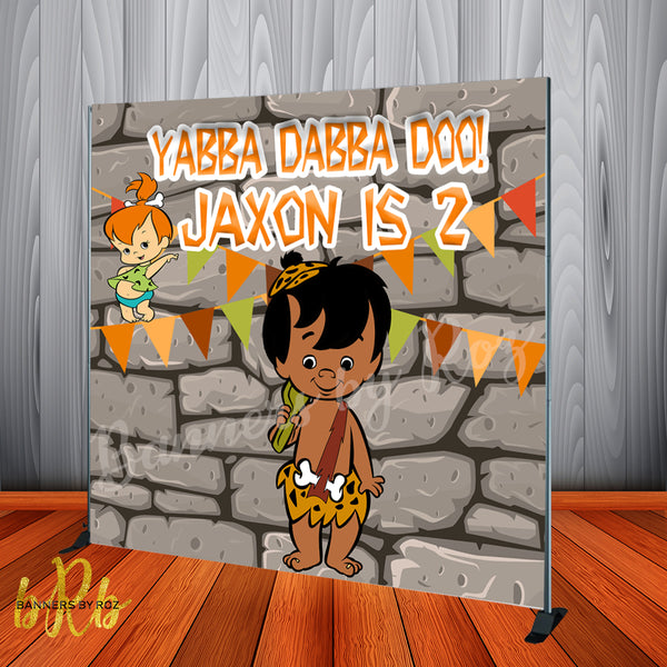 African American Bamm Bamm Flintstones Party Backdrop Personalized - Designed, Printed & Shipped