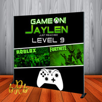 Game On Fornite & Roblox XBox theme Birthday Backdrop Personalized - Designed, Printed & Shipped!