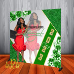High School or University Photo Graduation Backdrop Green Personalized - Printed & Shipped!