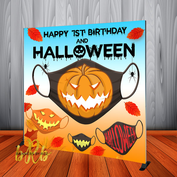 Halloween Party Mask Up Backdrop Personalized - Designed, Printed & Shipped!