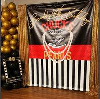 Chucks and Pearls Party Backdrop - Step & Repeat - Designed, Printed & Shipped!