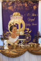 Purple Princess Backdrop Personalized Step & Repeat - Designed, Printed & Shipped!
