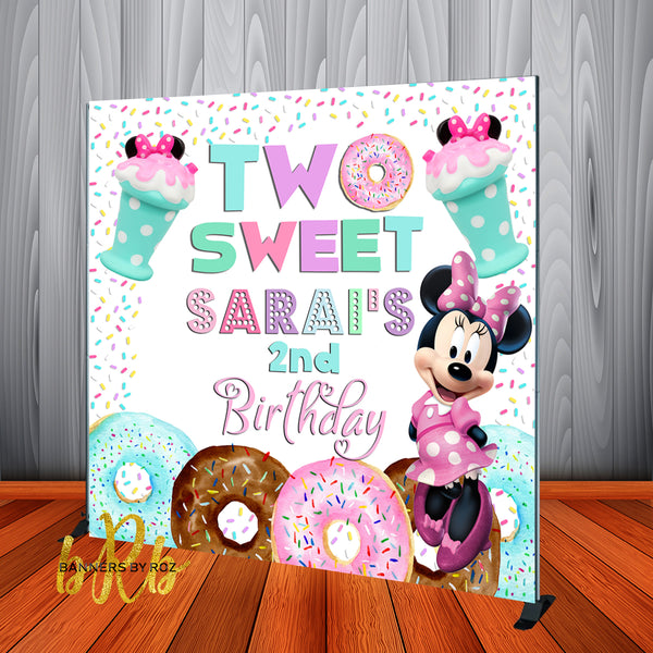 Minnie Mouse Two Sweet Birthday Backdrop Personalized Step & Repeat - Designed, Printed & Shipped!