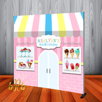 Ice Cream Parlor Shop Backdrop Personalized Step & Repeat - Designed, Printed & Shipped!