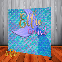 Mermaid theme Backdrop Personalized Step & Repeat - Designed, Printed & Shipped!