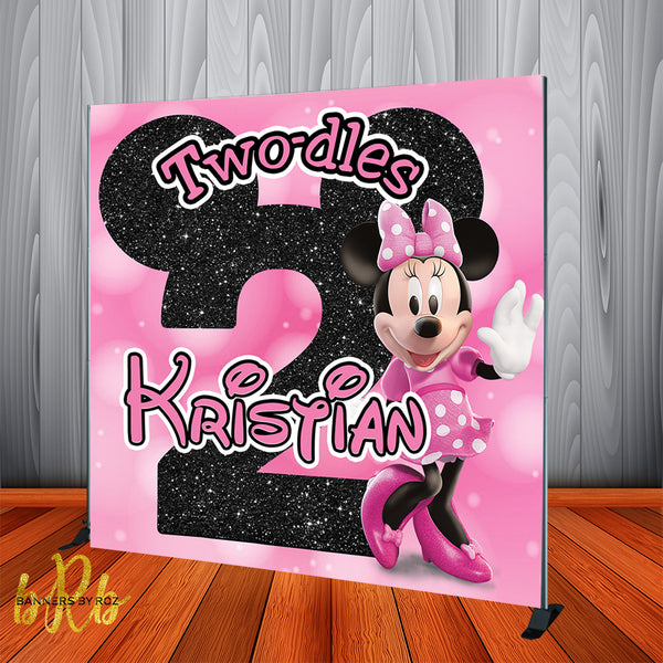 Minnie Mouse Two-dles Birthday Backdrop Personalized Step & Repeat - Designed, Printed & Shipped!