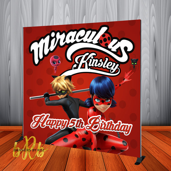 Miraculous Tales of Ladybug & Cat Noir Backdrop Personalized Step & Repeat - Printed & Shipped!