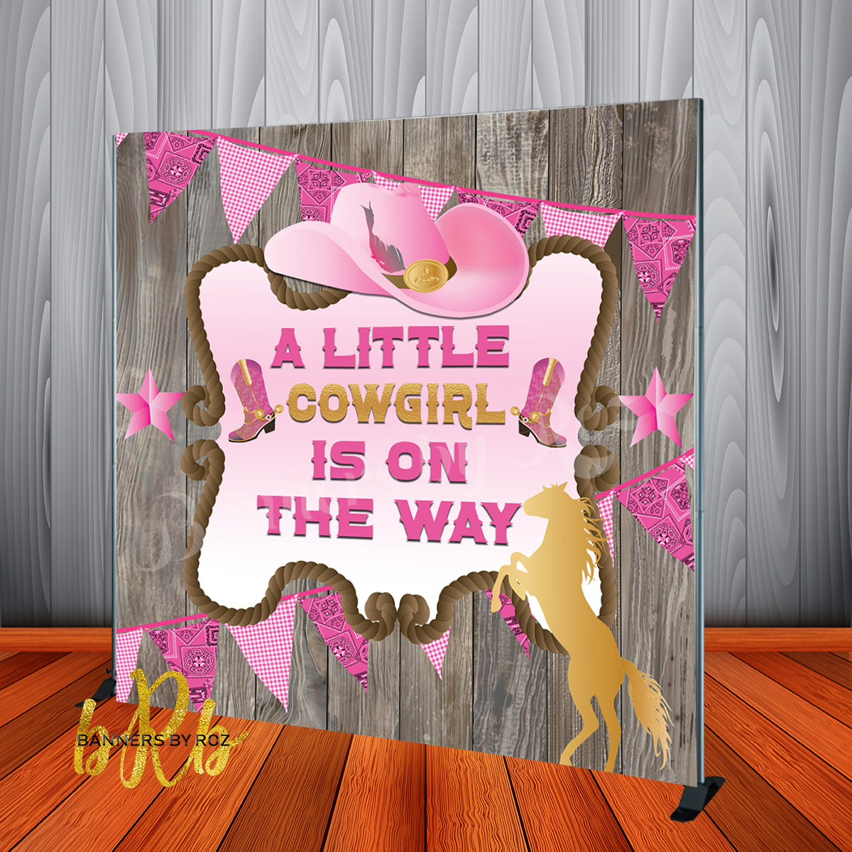 Cowboy Western Pink Rodeo theme Backdrop Personalized - Designed, Prin ...