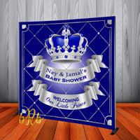 Royal Prince Baby Shower Silver Backdrop Personalized Step & Repeat - Designed, Printed & Shipped!