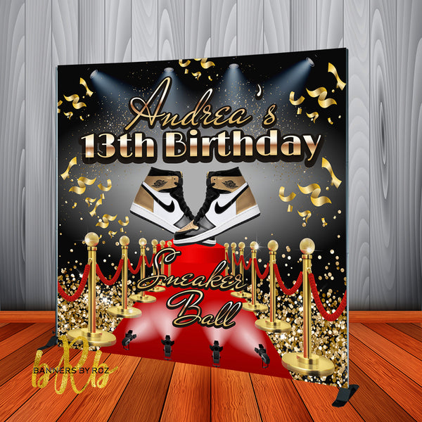 Sneaker Ball Birthday Party Backdrop Personalized Step & Repeat - Designed, Printed & Shipped!