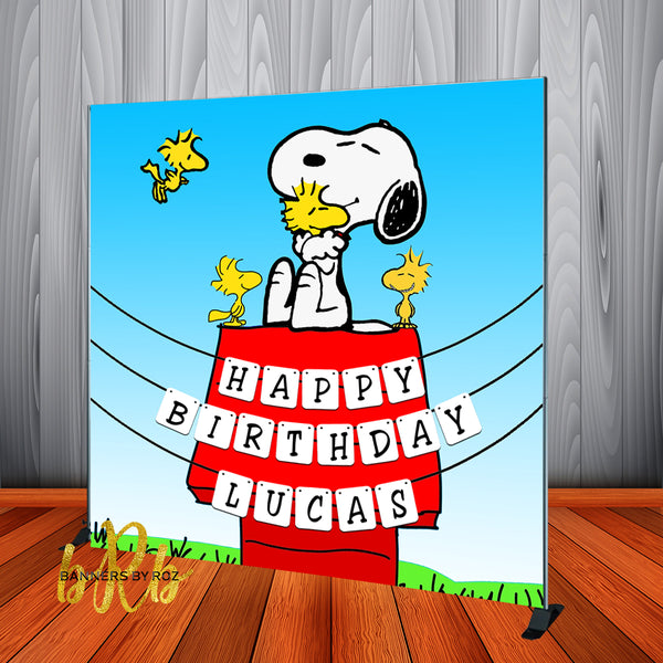 Snoopy Birthday Backdrop Personalized Step & Repeat - Designed, Printed & Shipped!