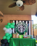 Starbucks theme Backdrop for Birthday or Coffee Event - Designed, Printed & Shipped!