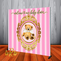 Teddy Bear Pink Backdrop Personalized, Printed & Shipped!