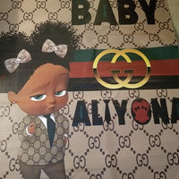 Boss Baby Gucci Birthday Backdrop Africa American Personalized Printed & Shipped!