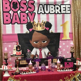 Boss Baby Pink Backdrop Africa American Personalized Printed & Shipped!