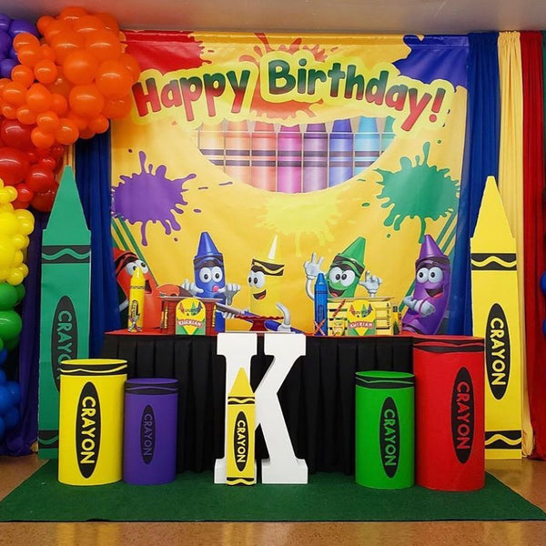 Crayola Crayons & Paint Party Backdrop Personalized Step & Repeat - Designed, Printed & Shipped!