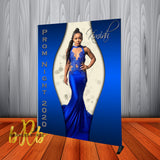 Prom Photo Backdrop - Curves Sapphire Blue Personalized - Step & Repeat -Printed & Shipped!