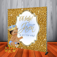 Royal Prince Baby Blue Shower Backdrop Personalized Step & Repeat - Designed, Printed & Shipped!