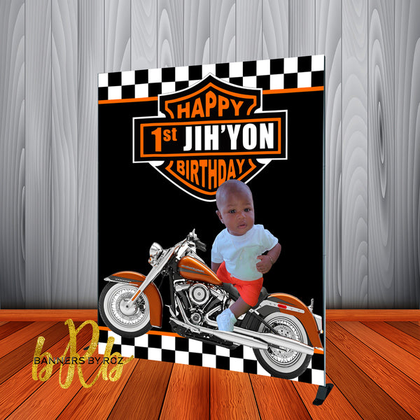 Motorcycle theme kids birthday Backdrop Personalized Step & Repeat - Printed & Shipped!
