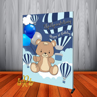 Teddy Bear Hot Air Balloon Backdrop Personalized Step & Repeat - Designed, Printed & Shipped!