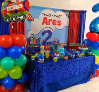 Two Two Train Birthday Party Backdrop Personalized Step & Repeat - Designed, Printed & Shipped!