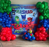 PJ Masks Birthday Backdrop Personalized Step & Repeat - Designed, Printed & Shipped!